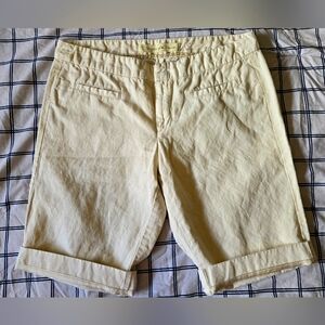 Women's Cream 4 Pocket 100% Cotton Shorts Size 14